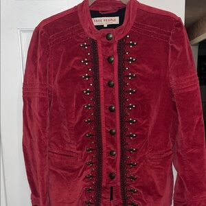 Free People Crimson Velvet Blazer